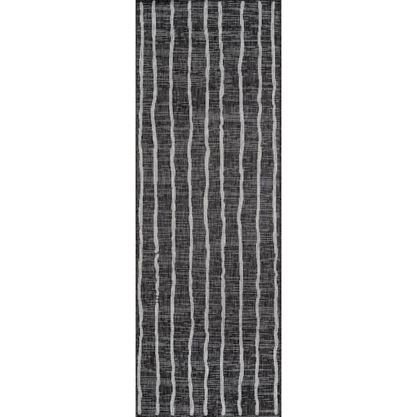 Sicily Charcoal 2 ft. 7 in. x 7 ft. 6 in. Indoor/Outdoor Runner Rug
