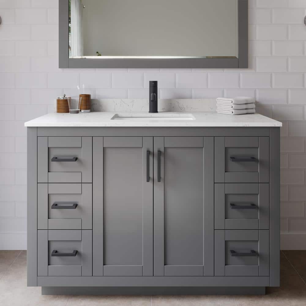 Miranda 48" Dark Gray Freestanding Single Vanity with Marble Top