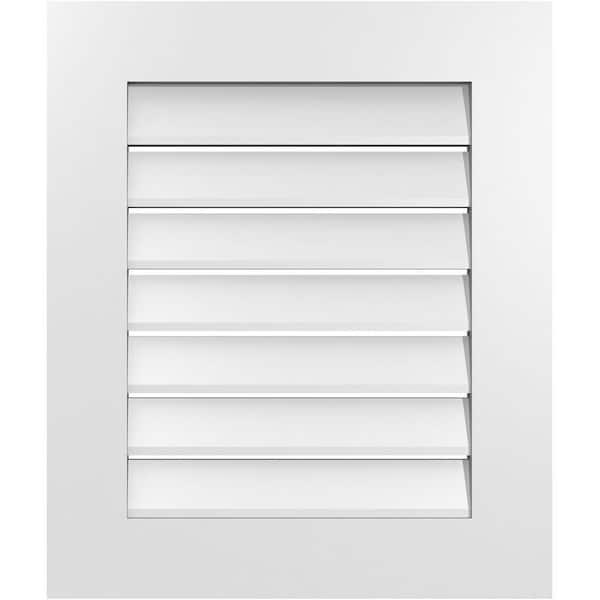 Ekena Millwork 22 in. x 26 in. Vertical Surface Mount PVC Gable Vent: Functional with Standard Frame