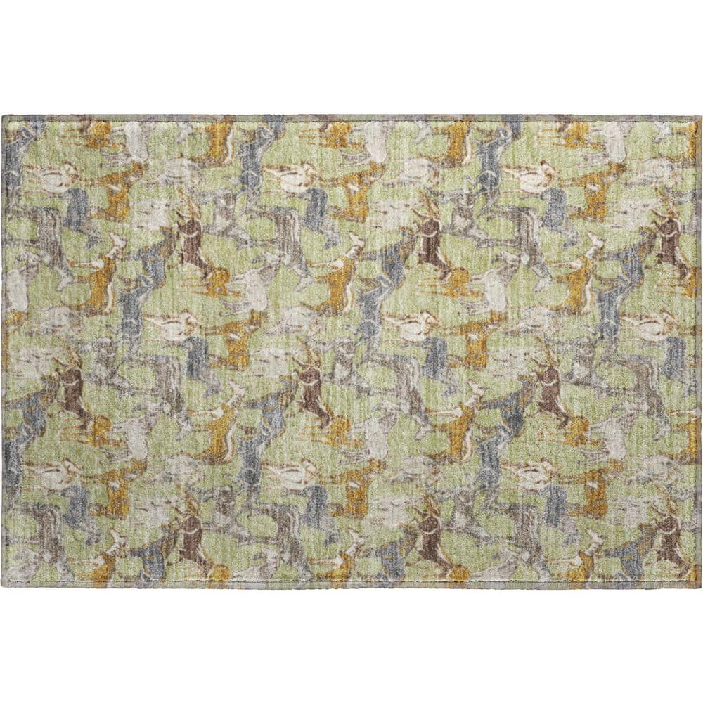 Addison Rugs Mayfield Premium Machine Washable Abstract AMF2520 Aloe 2 ...