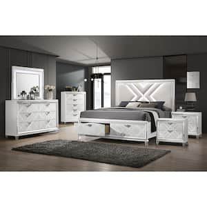 Rusconi 6-Piece White Wood Eastern King Bedroom Set