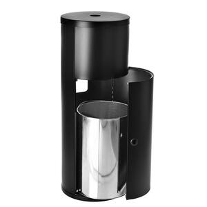 Black Stainless Steel Gym Sanitizer Disinfecting Wipes Dispenser with 7 Gal. Built-In Trash Can
