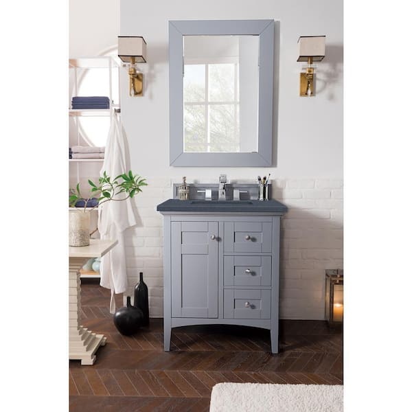 James Martin Vanities Palisades 30 in. W x 23.5 in.D x 35.3 in. H Single Vanity in Silver Gray with Quartz Top in Charcoal Soapstone