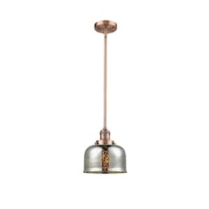 Bell 1-Light Antique Copper Bowl Pendant Light with Silver Plated Mercury Glass Shade