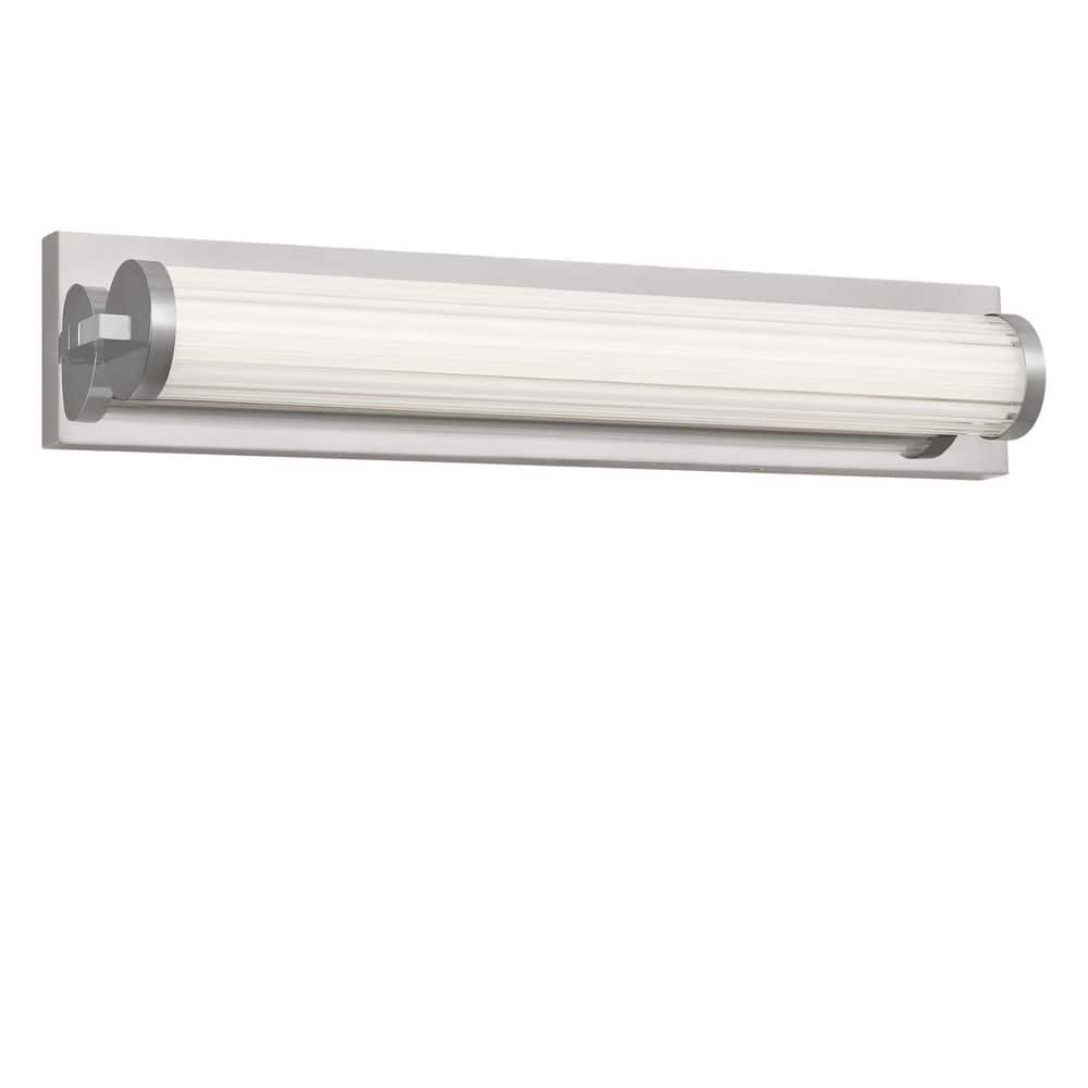 Weston 22 in. W x 4.25 in. H Chrome Transitional Dimmable LED Bathroom Vanity Light with Clear Fluted Glass Shade price history on PriceWatchPro