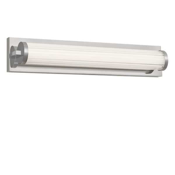 Weston 22 in. W x 4.25 in. H Chrome Transitional Dimmable LED Bathroom Vanity Light with Clear Fluted Glass Shade