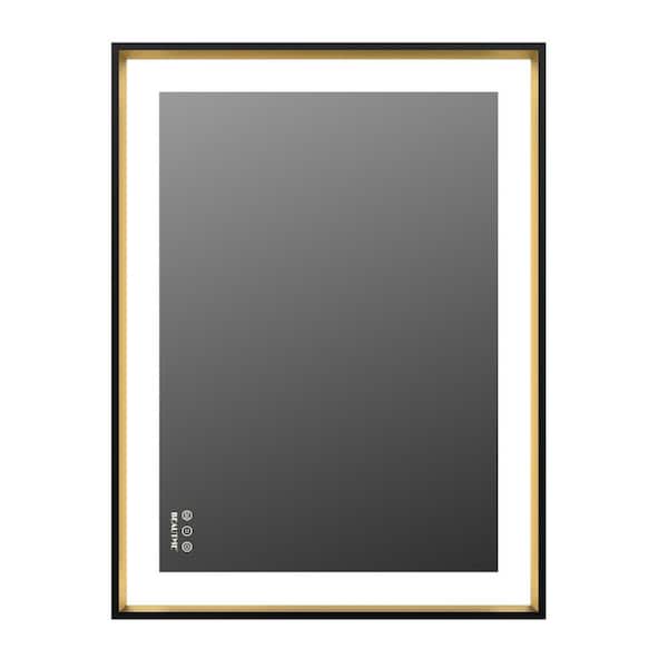 FUNKOL 28.9 in. W x 36.5 in. H Large Rectangular Waterproof LED Aluminum Framed, Wall mount, Bathroom Vanity Mirror in Black