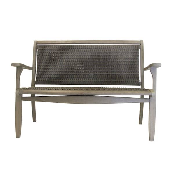 steel wicker garden bench grey