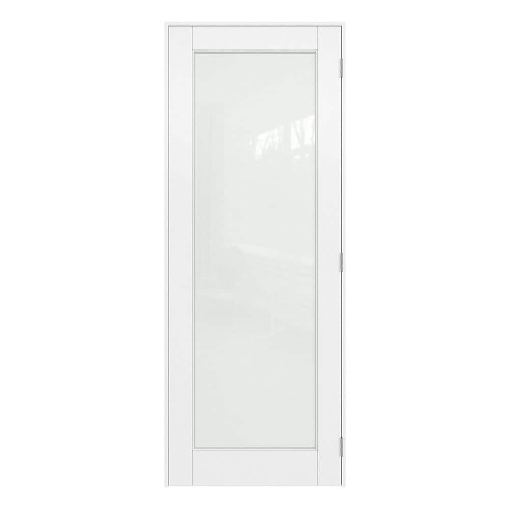 28 in. x 96 in. Left Hand 1-Lite Frosted Glass White Solid Core Wood Single Prehung Interior Door + Quick Assemble Jamb price history on PriceWatchPro