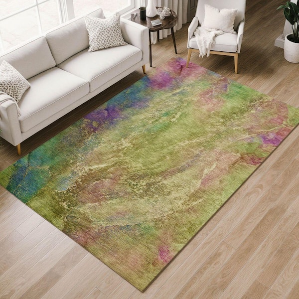 Chantille Machine Washable Indoor/Outdoor Abstract ACN2308 Green 3 ft. x 4 ft. Area Rug