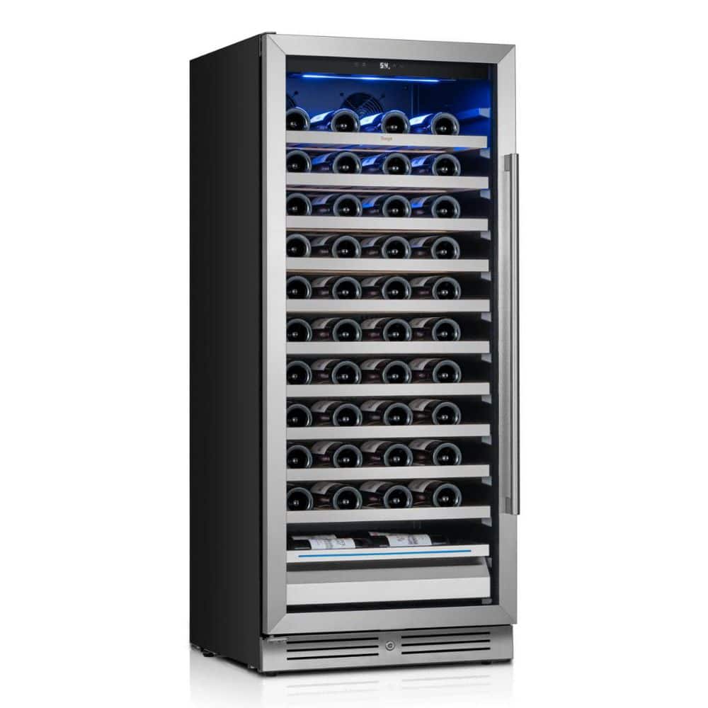 24 in. Single Zone 89-Bottle Wine Cooler Refrigerator Built-in /Freestanding in Stainless Steel (Left-Hinged) price history on PriceWatchPro