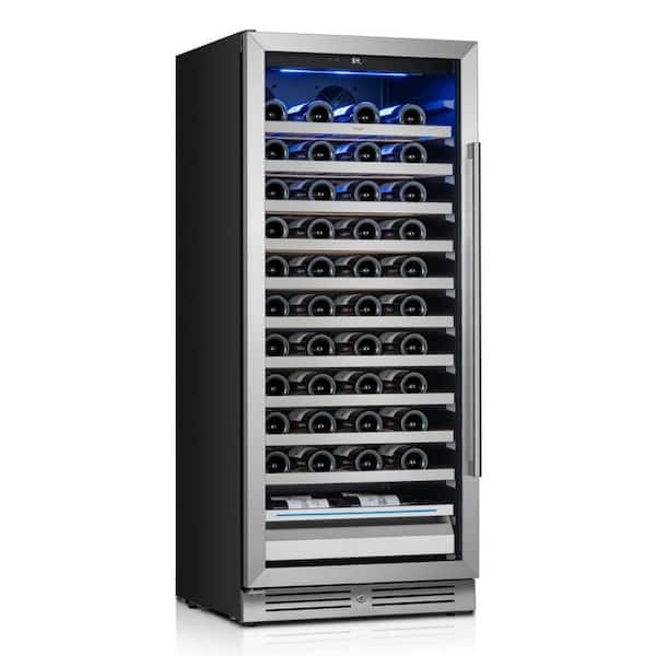24 in. Single Zone 89-Bottle Wine Cooler Refrigerator Built-in /Freestanding in Stainless Steel (Left-Hinged)