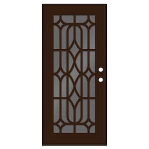 Essex 30 in. x 80 in. Right-Hand Outswing Copper Aluminum Security Door with Black Perforated Metal Screen