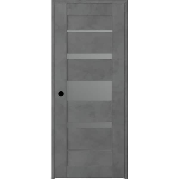 Belldinni Vona 07-03 32 in. x 80 in. Right-Hand 5-Lite Frosted Glass Solid Core Dark Urban Wood Single Prehung Interior Door