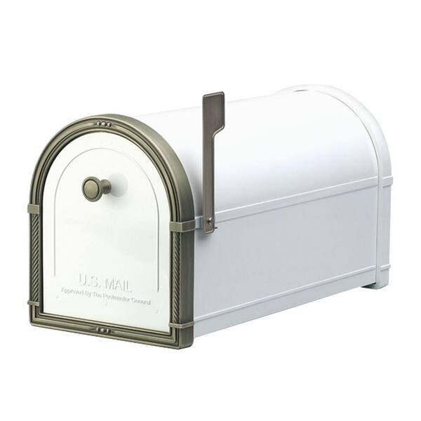 Architectural Mailboxes Coronado White with Antique Bronze Accents Post-Mount Mailbox