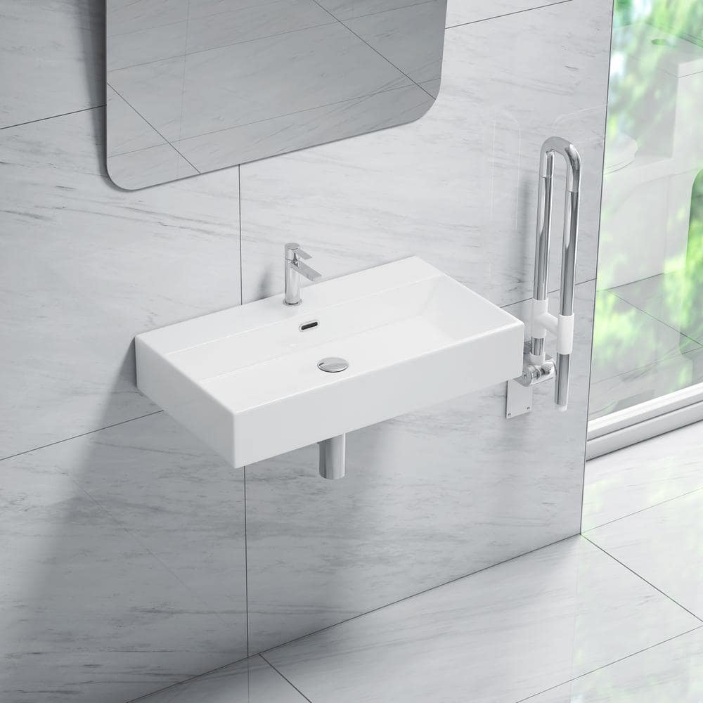 Turner 30" White Ceramic Wall-Mount Rectangular Sink