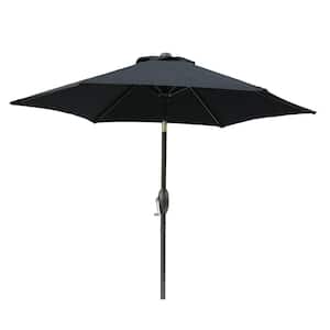 7.5 ft. Black Patio Umbrella Outdoor Table Market Umbrella with Push Button Tilt and Crank