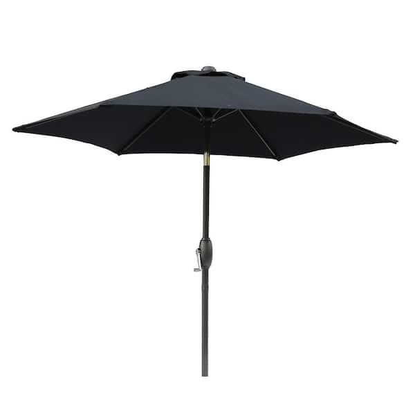 HOTEBIKE 7.5 ft. Black Patio Umbrella Outdoor Table Market Umbrella with Push Button Tilt and Crank