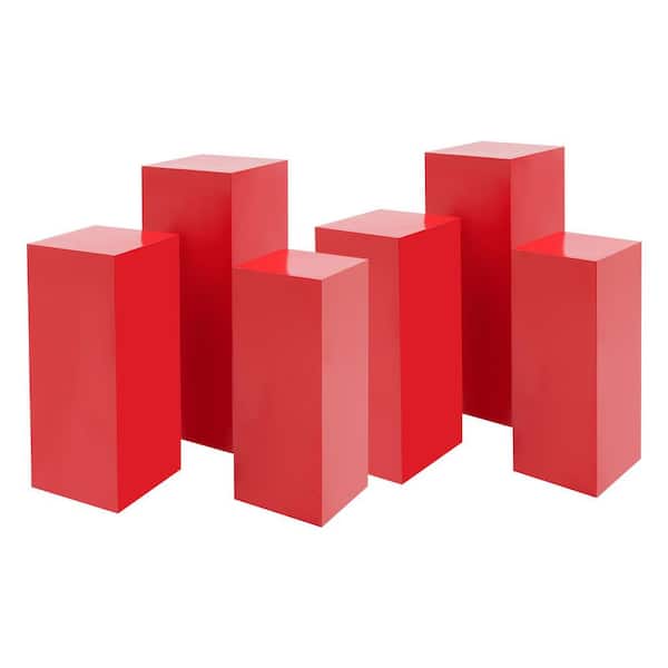 Red Metal Iron Decorative Stands Display Pedestal Stands Birthday Party Wedding Display Pillars (Set of 6)