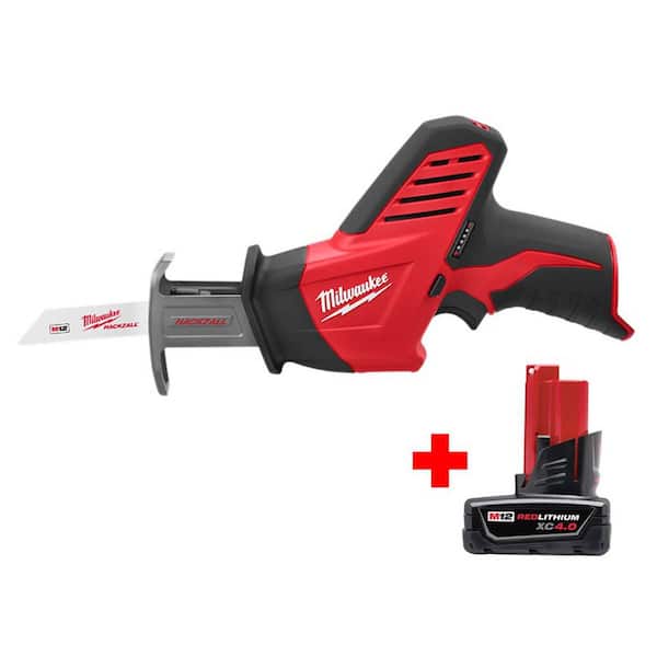 Milwaukee M12 12-Volt Lithium-Ion HACKZALL Cordless Reciprocating Saw with  4.0 Ah M12 Battery 2420-20-48-11-2440 The Home Depot