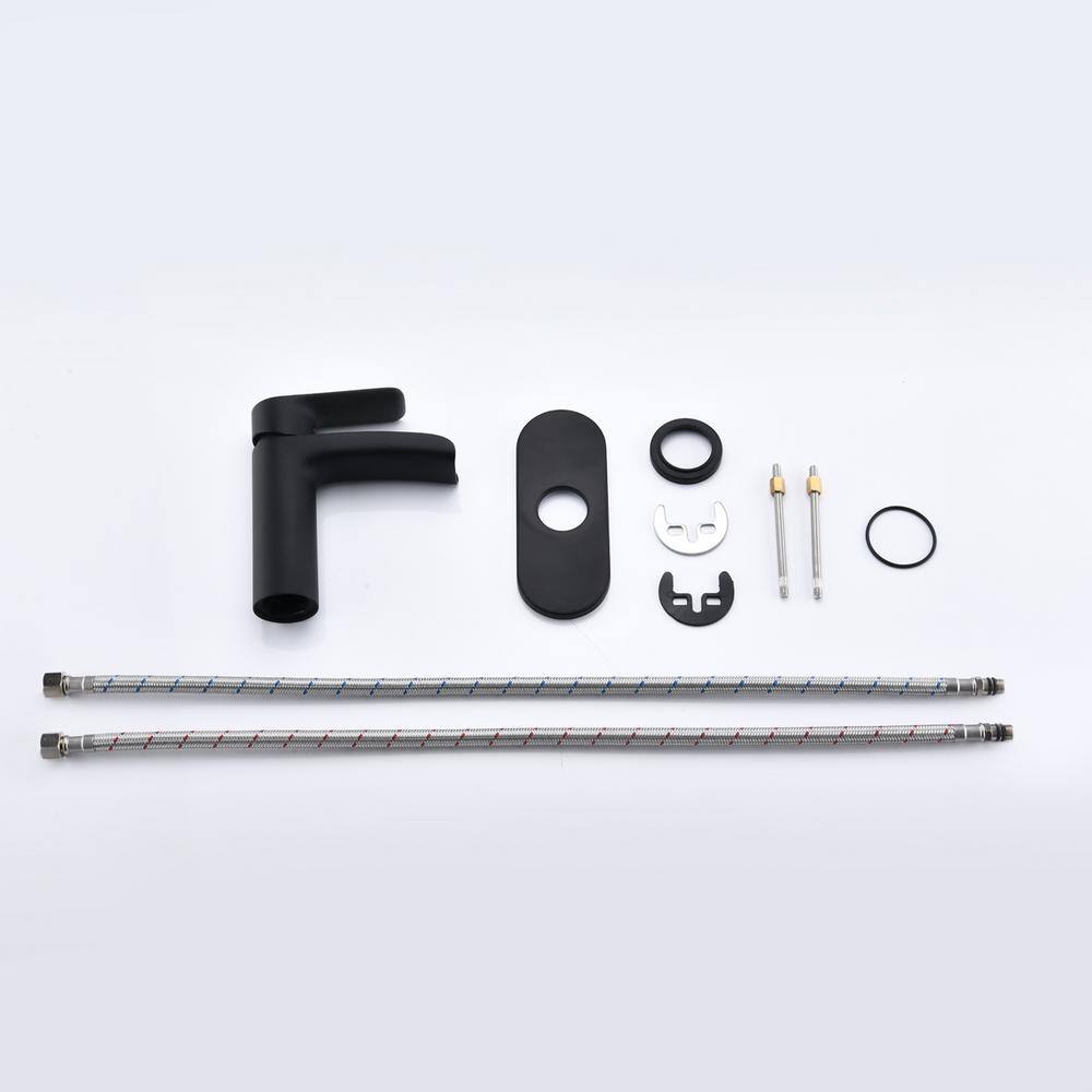Matte Black Brass Single Handle Waterfall Bathroom Faucet