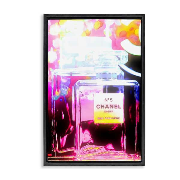 Stupell Industries Pretty In Pink Perfume by Graffi tee Studios Black Floater Frame Abstract Graphic Art Print 25 in. x 17 in.