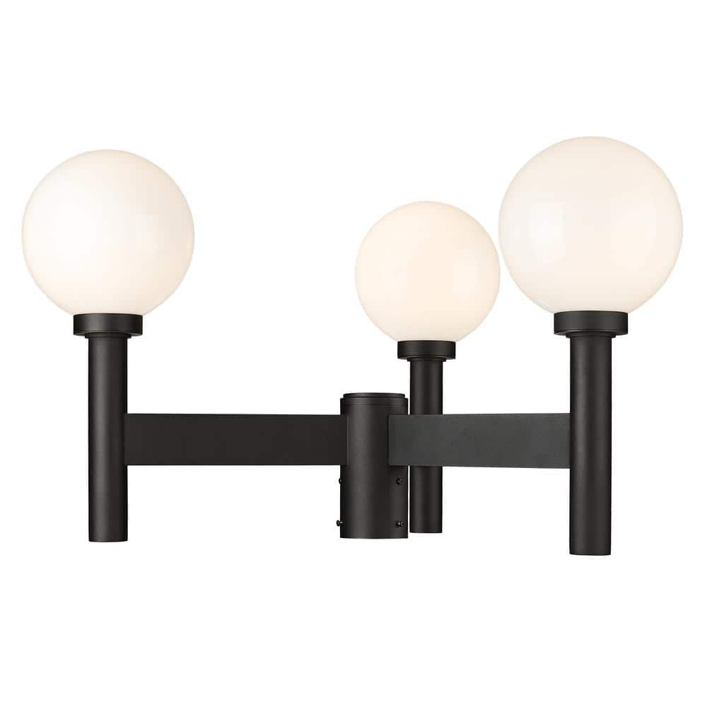 Laurent 3-Light Black Aluminum Hardwired Outdoor Weather Resistant Post Lig