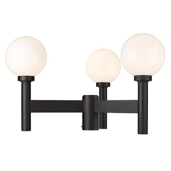 Unbranded Laurent 3-Light Black Aluminum Hardwired Outdoor Weather Resistant Post Light