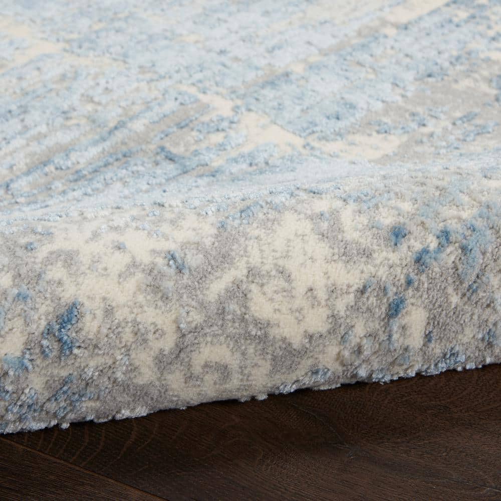 Blue Abstract Hand-knotted Synthetic 5' x 7' Area Rug
