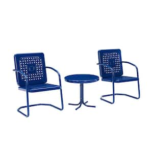 Bates Navy 3-Piece Metal Patio Conversation Set