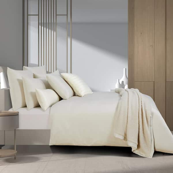 Unbranded Valletta 3-Piece Cream Polyester Full/Queen King Duvet Cover Set