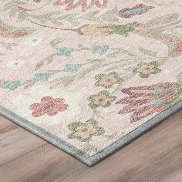 Chantille Machine Washable Indoor/Outdoor Abstract ACN3049 Pink 8 ft. x 8 ft. Round Rug