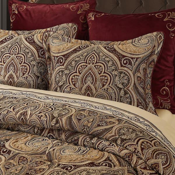 QUEEN STREET NEW YORK Bordeaux Crimson Polyester Queen 4-Piece