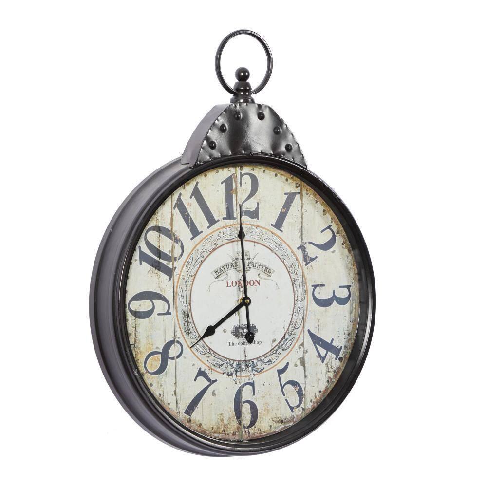 28" Black and Brown Metal Vintage Wall Clock
