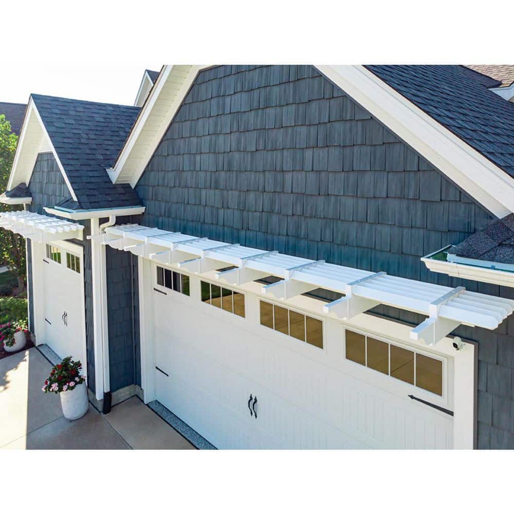 16 ft. White Vinyl Pergola with Flat Canopy