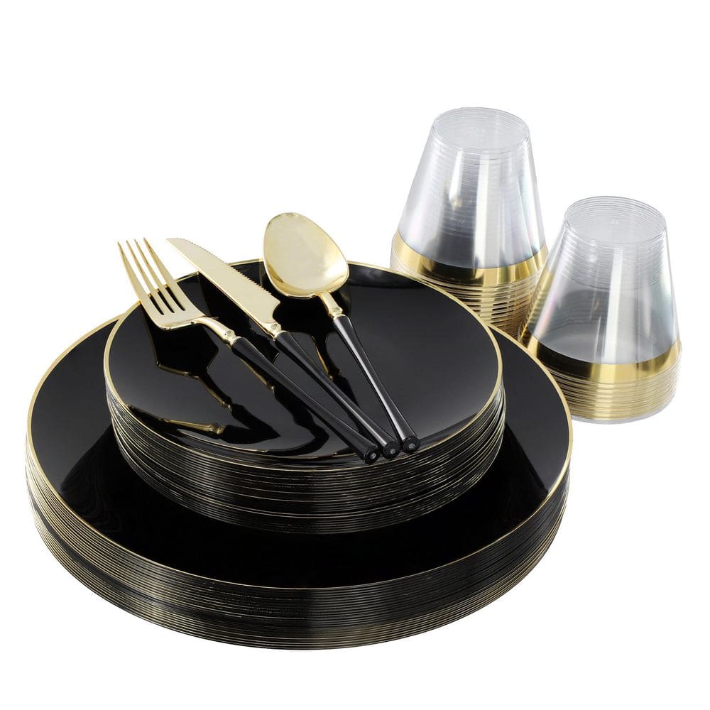 MegaChef 150-Piece Disposable Plastic Dinnerware Party Set for 25 ...