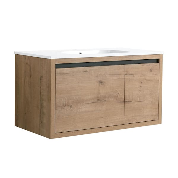 Aoibox 35 in. W x 18 in. D x 19 in. H Single Sink Wall Mounted Bath ...