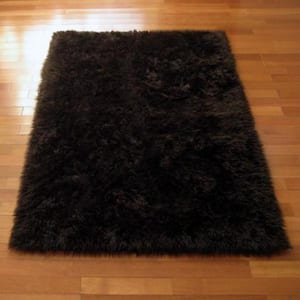 Faux Fur Brown 2 ft. x 4 ft. Luxuriously Soft and Eco Friendly Rectangle Area Rug Made in France