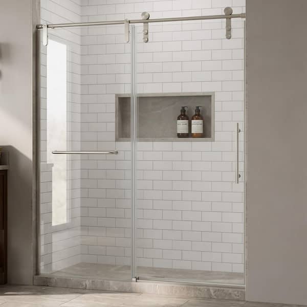 Ximuprmy 56-60in. Wx76in. H Frameless Sliding Shower Door in