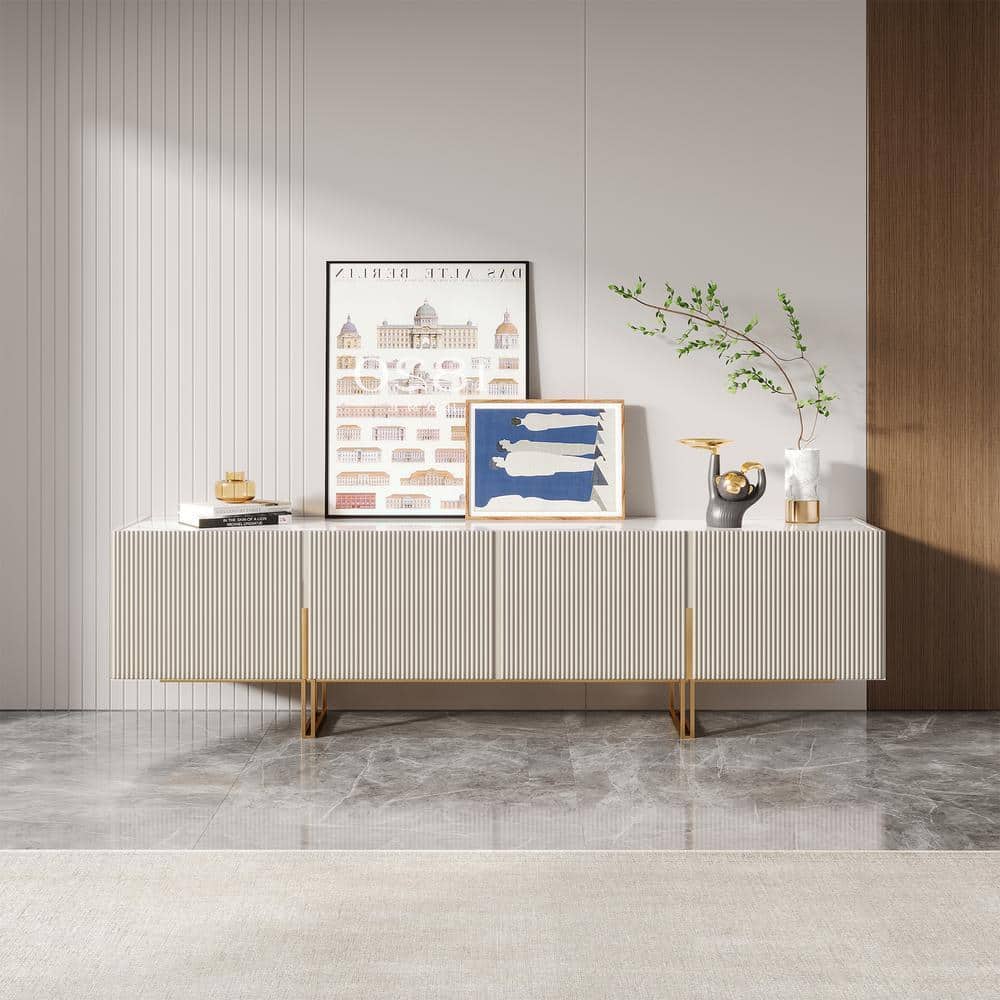 JASIWAY White TV Stand Fits TVs up to 80 to 85 in. J-B2140D-BE2
