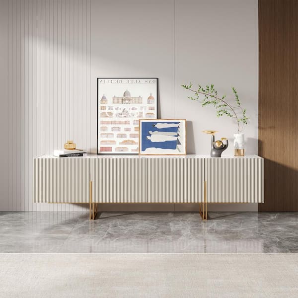 White TV Stand Fits TVs up to 80 to 85 in.