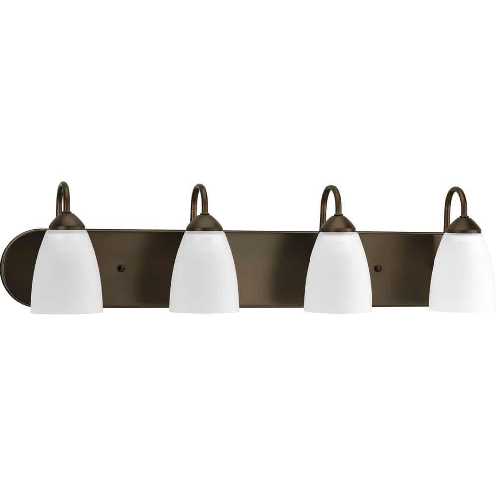 Gather Collection 4-Light Antique Bronze Etched Glass Traditional Bath Vani