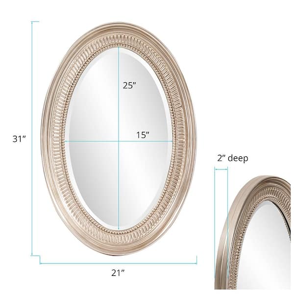 Marley Forrest - Medium Oval Champagne Silver Beveled Glass Contemporary Mirror (31 in. H x 21 in. W)