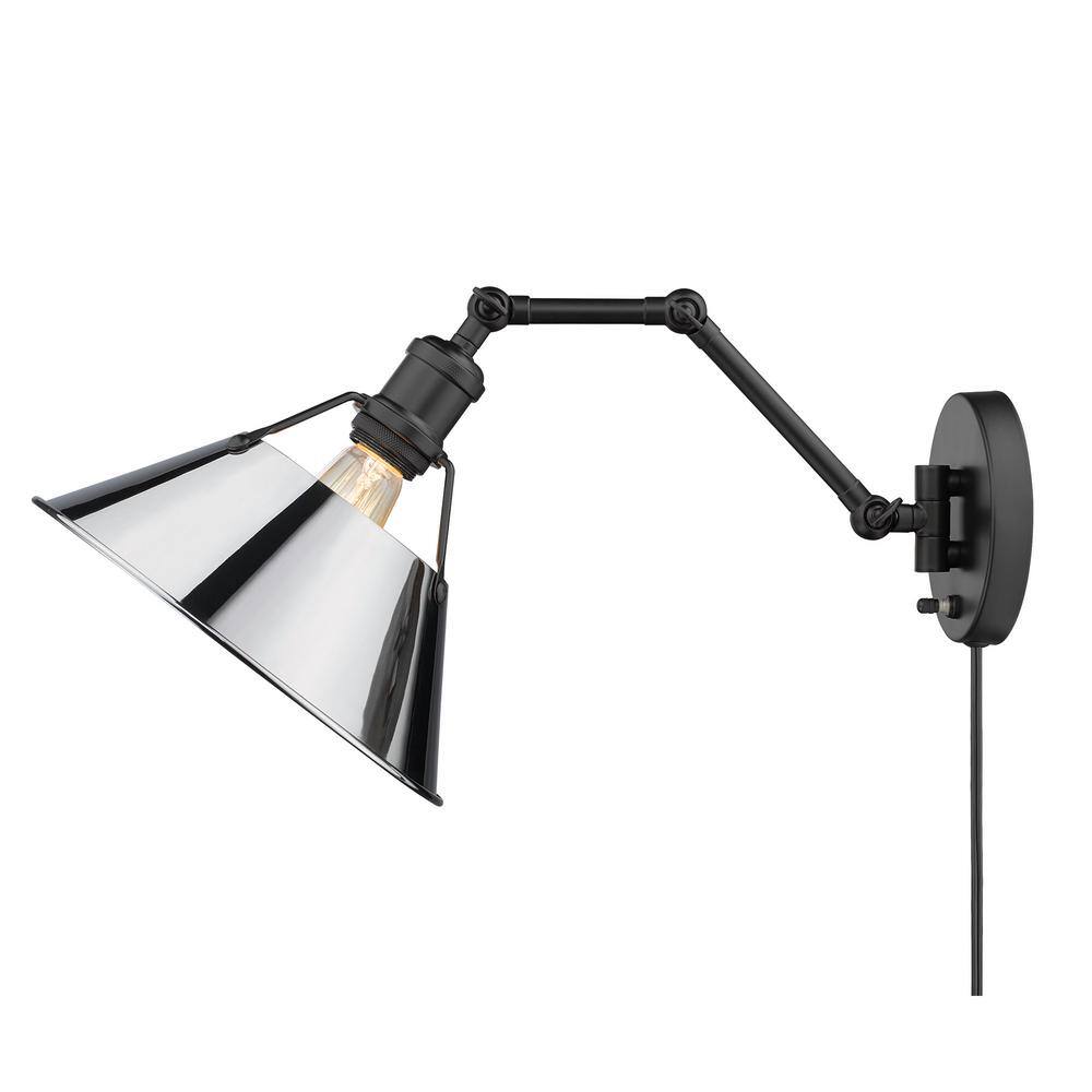 Modern Black Articulating Sconce with Chrome Shade