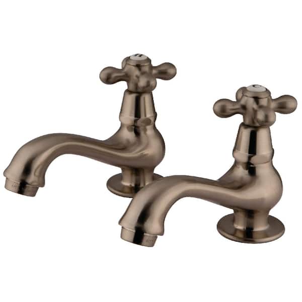Kingston Brass Heritage Old-Fashion Basin Tap 4 in. Centerset 2-Handle Bathroom Faucet in Brushed Nickel