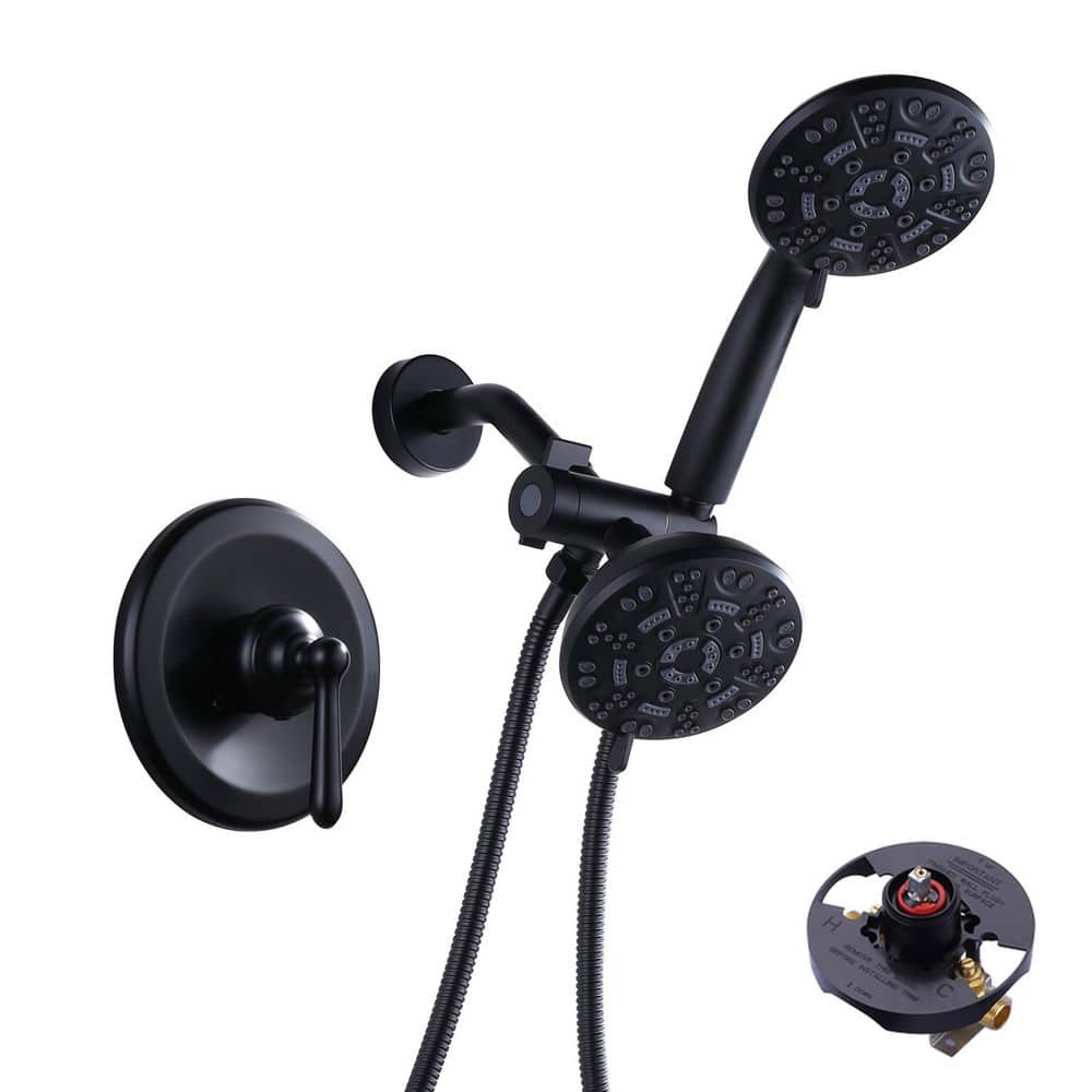 7-spray 4 in. Wall Mount Dual Shower Head and Handheld Shower Head 1.8 GPM in Matte Black price history on PriceWatchPro