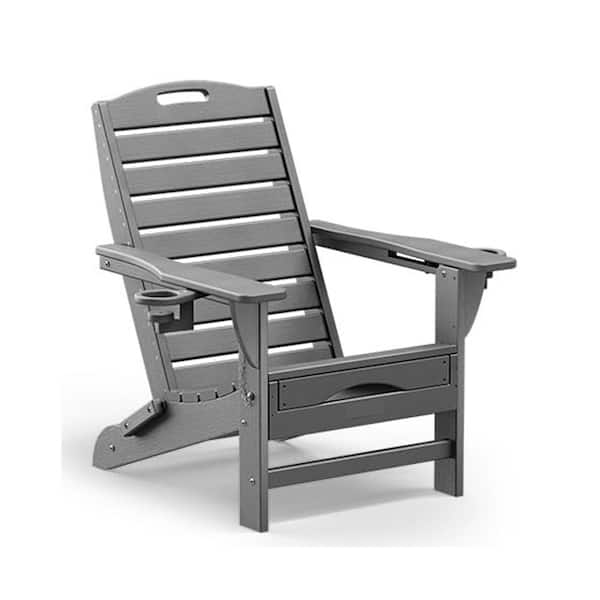 Unbranded Versatile Gray Folding Composite Adirondack Chairs Without Cushion (Set of 1)