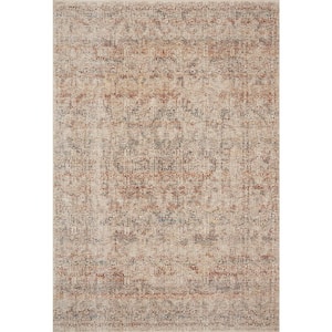 Lourdes Ivory/Spice 2 ft. 8 in. x 2 ft. 8 in. Round Distressed Oriental Area Rug