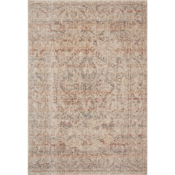 LOLOI II Lourdes Ivory/Spice 5 ft. 3 in. x 7 ft. 9 in. Distressed Oriental Area Rug