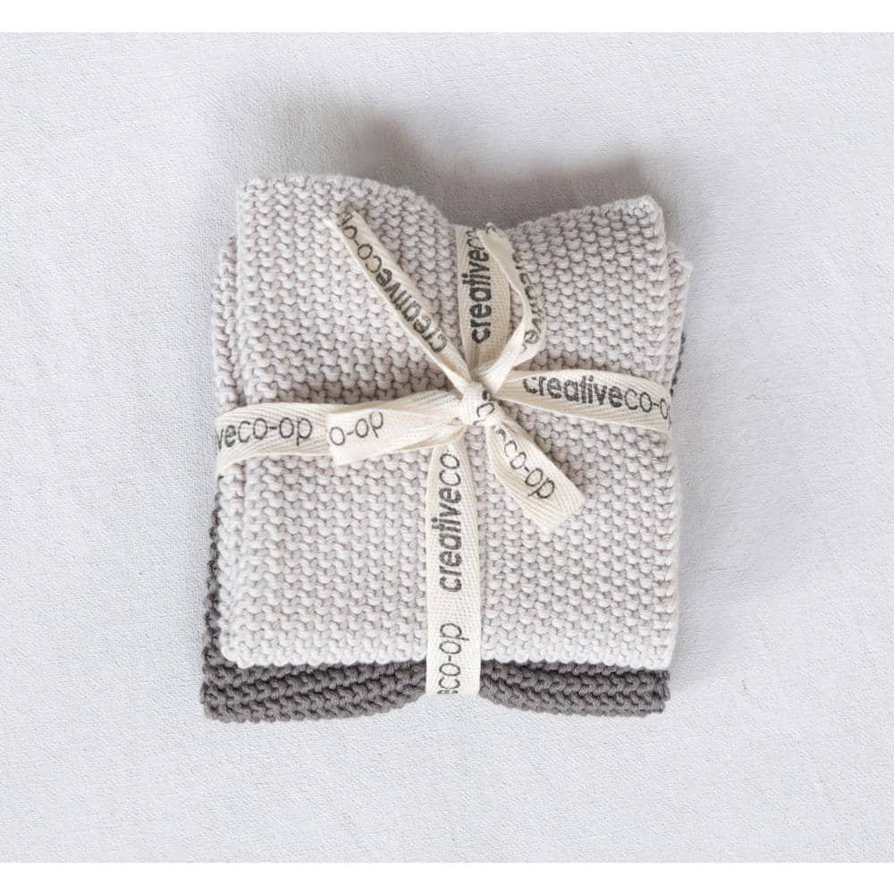 Light and Dark Gray Cotton Knit Dish Cloth Set